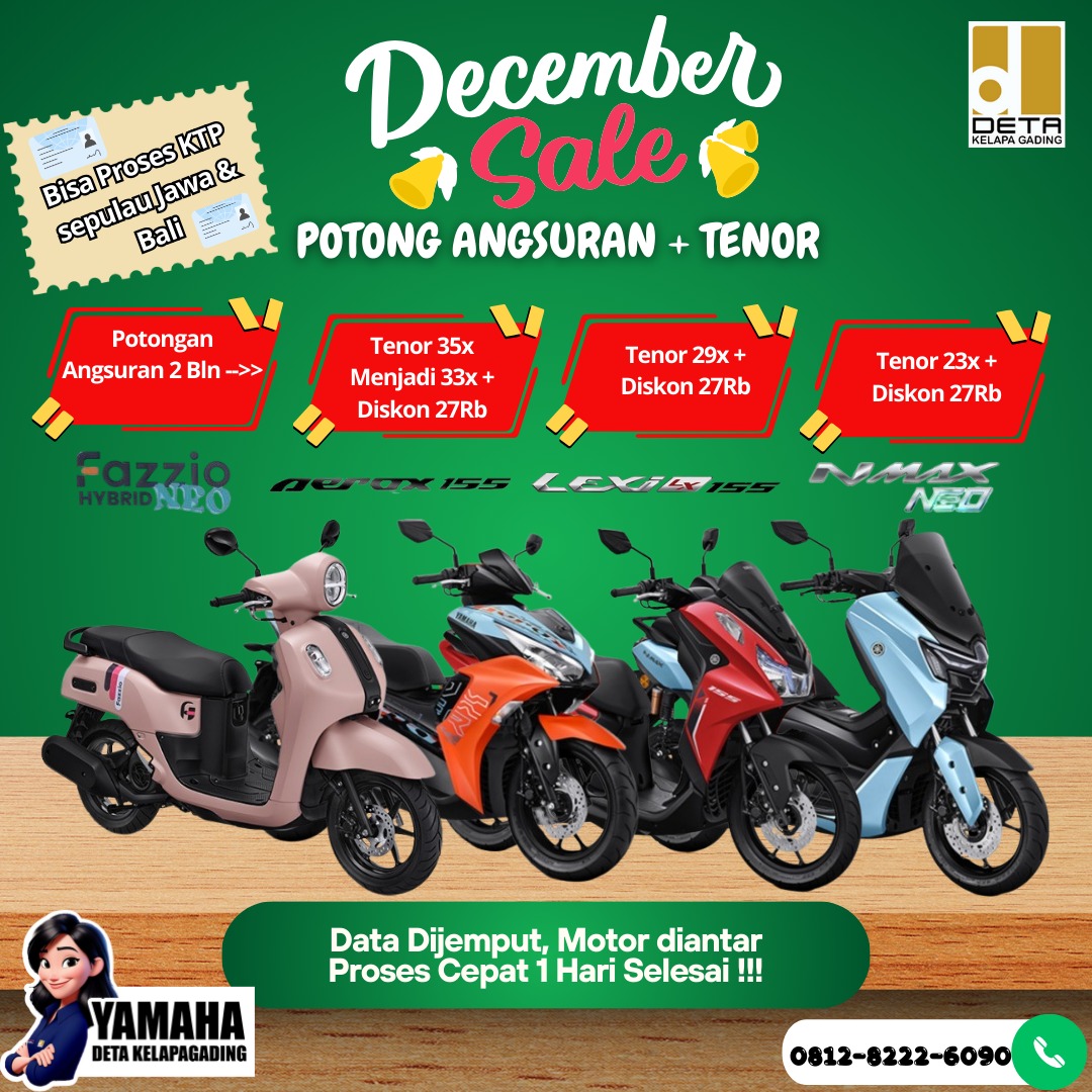 Promo Akhir tahun Dealer Yamaha Deta Kelapagading: Diskon Tenor dan Angsuran